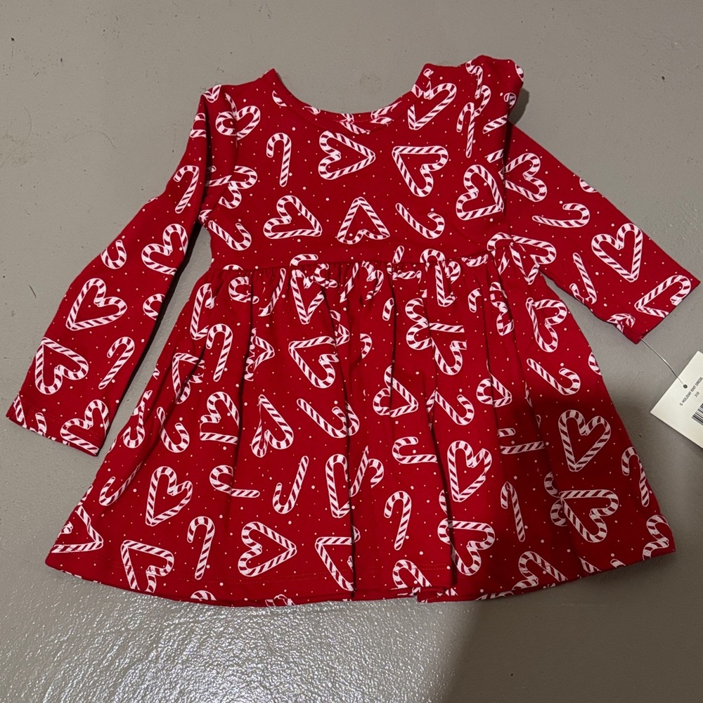 Red Candy Cane Heart Kids Casual Dress